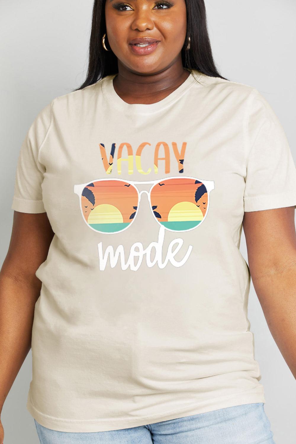 Simply Love Full Size VACAY MODE Graphic Cotton Tee BLUE ZONE PLANET