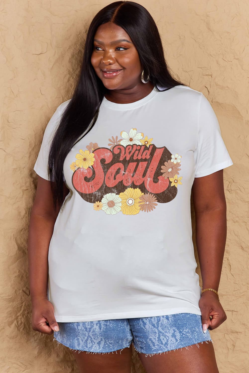 Simply Love Full Size WILD SOUL Graphic Cotton T-Shirt BLUE ZONE PLANET