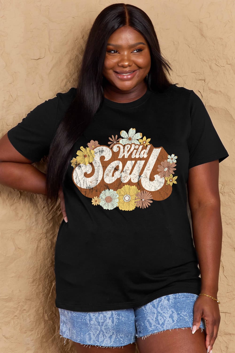 Simply Love Full Size WILD SOUL Graphic Cotton T-Shirt BLUE ZONE PLANET