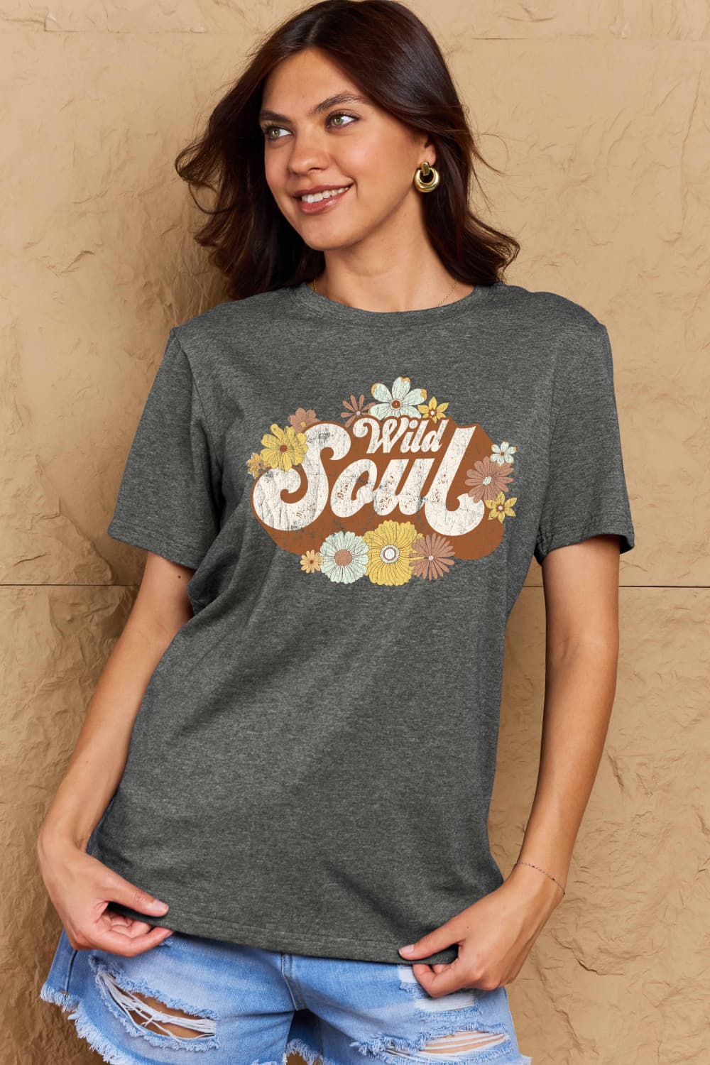 Simply Love Full Size WILD SOUL Graphic Cotton T-Shirt BLUE ZONE PLANET