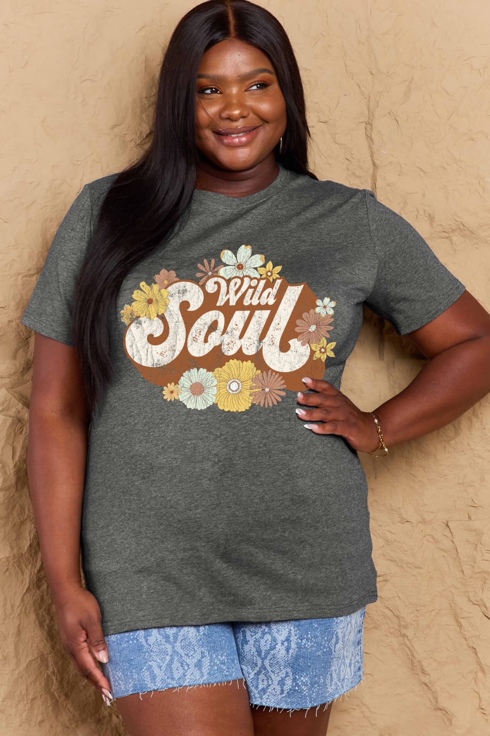 Simply Love Full Size WILD SOUL Graphic Cotton T-Shirt BLUE ZONE PLANET