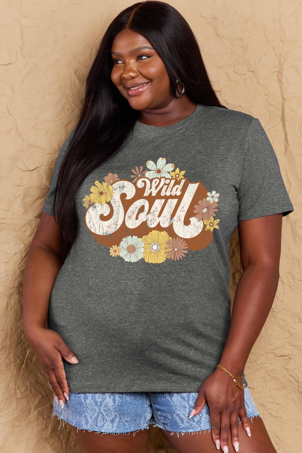 Simply Love Full Size WILD SOUL Graphic Cotton T-Shirt BLUE ZONE PLANET