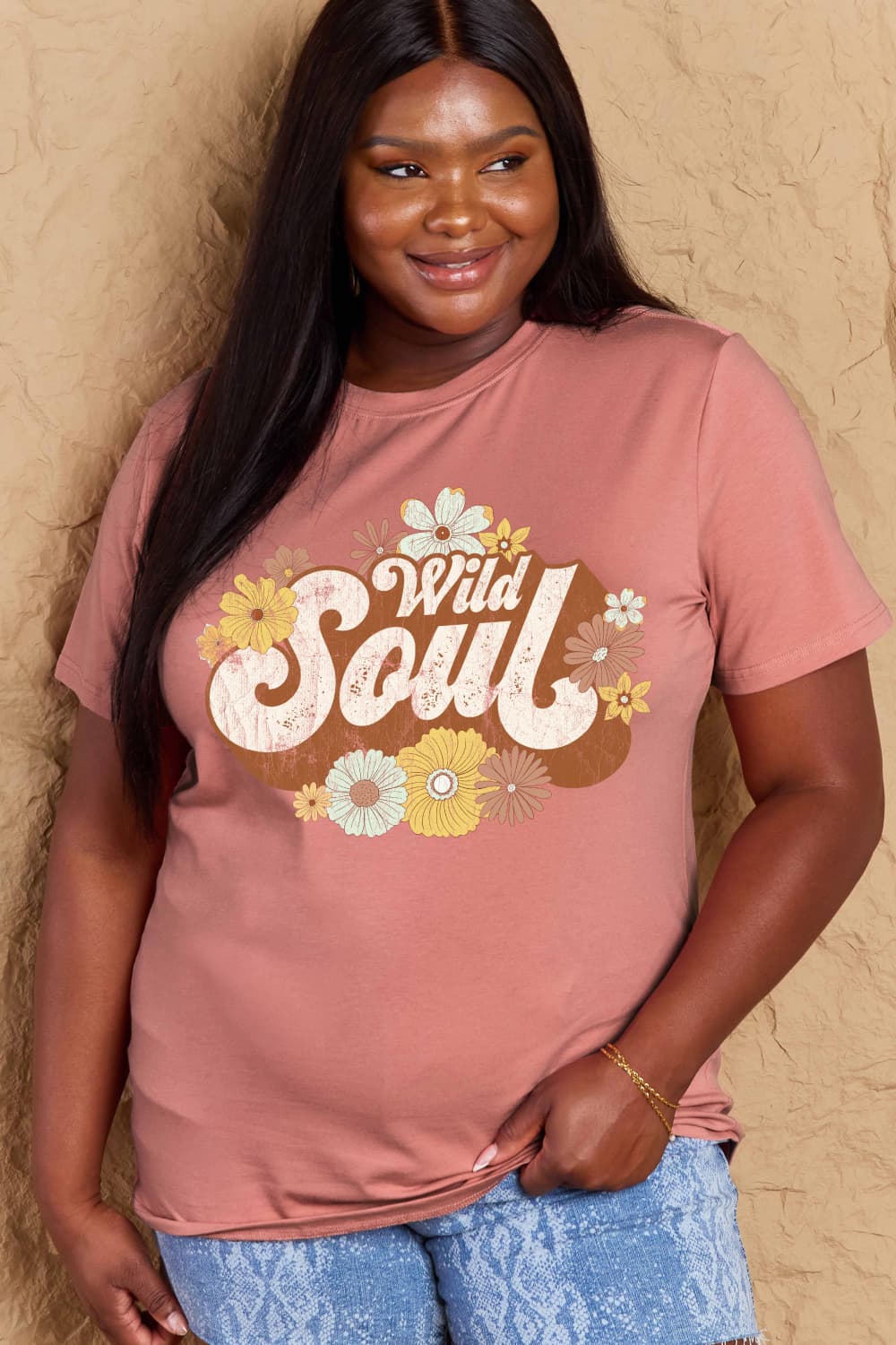 Simply Love Full Size WILD SOUL Graphic Cotton T-Shirt BLUE ZONE PLANET