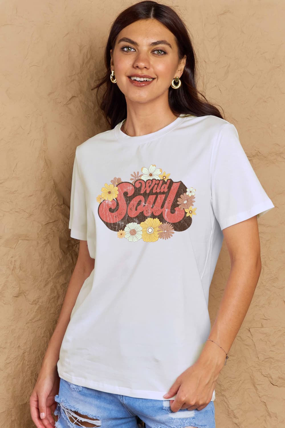 Simply Love Full Size WILD SOUL Graphic Cotton T-Shirt BLUE ZONE PLANET