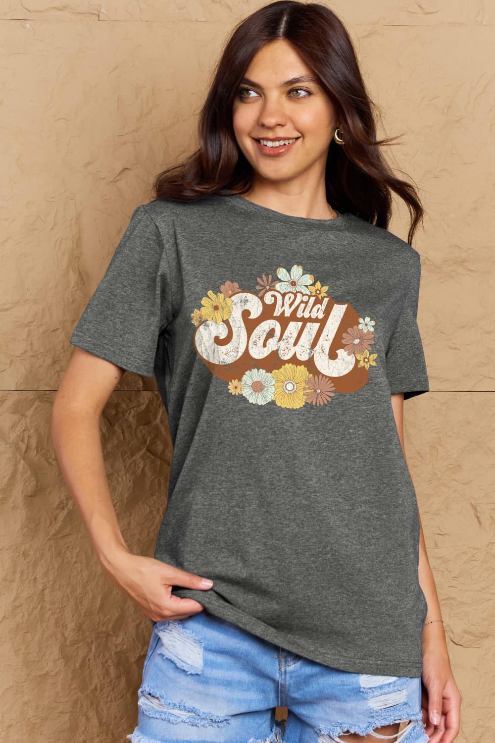 Simply Love Full Size WILD SOUL Graphic Cotton T-Shirt BLUE ZONE PLANET