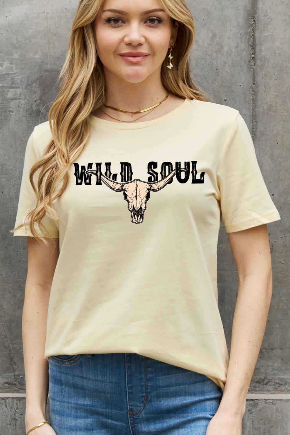 Simply Love Full Size WILD SOUL Graphic Cotton Tee BLUE ZONE PLANET