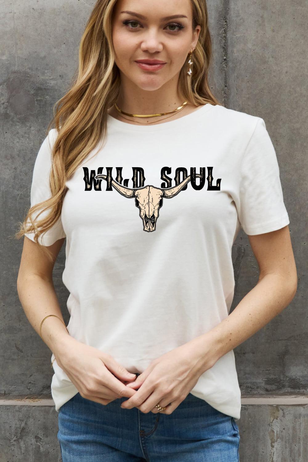 Simply Love Full Size WILD SOUL Graphic Cotton Tee BLUE ZONE PLANET