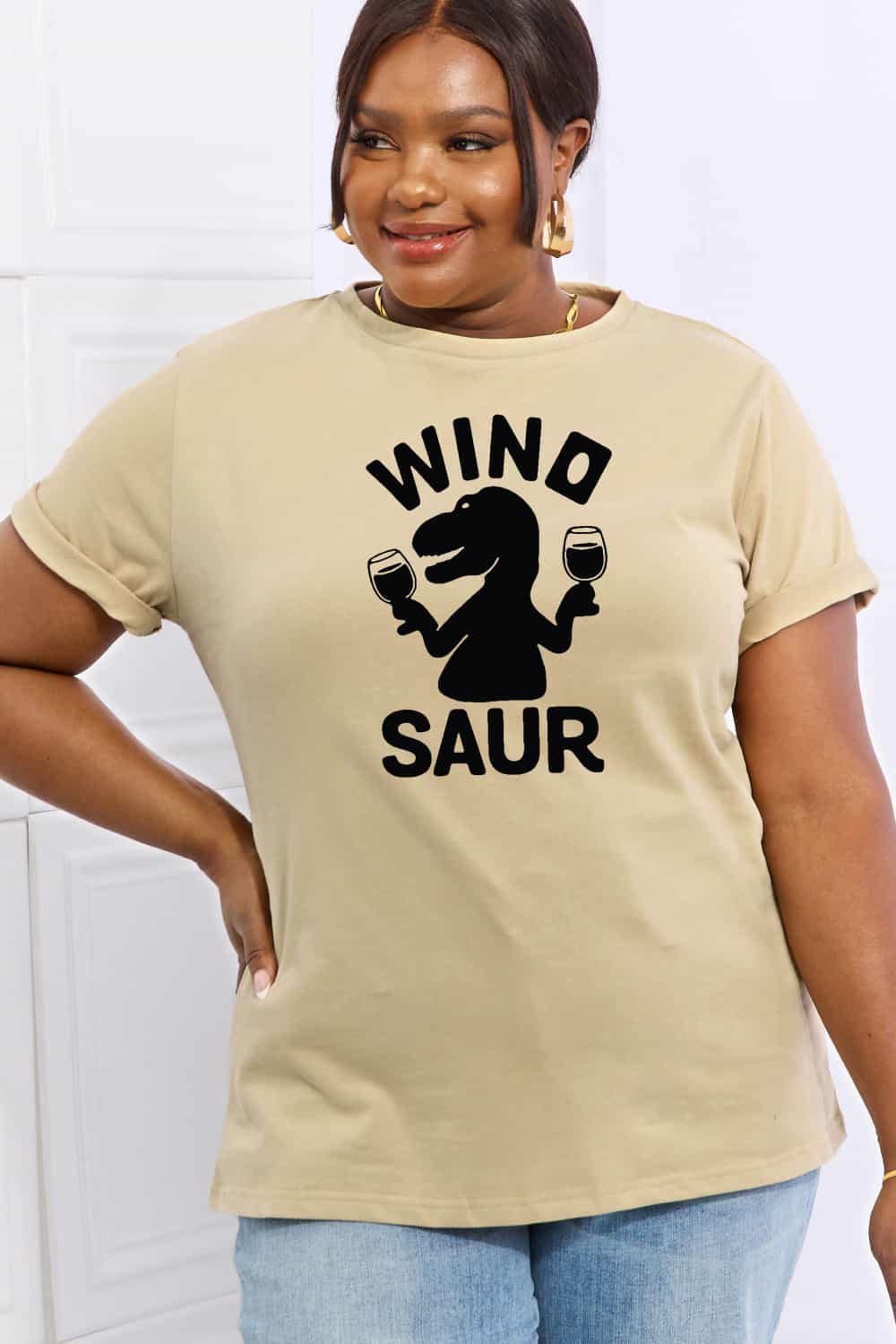 Simply Love Full Size WINOSAUR Graphic Cotton Tee BLUE ZONE PLANET