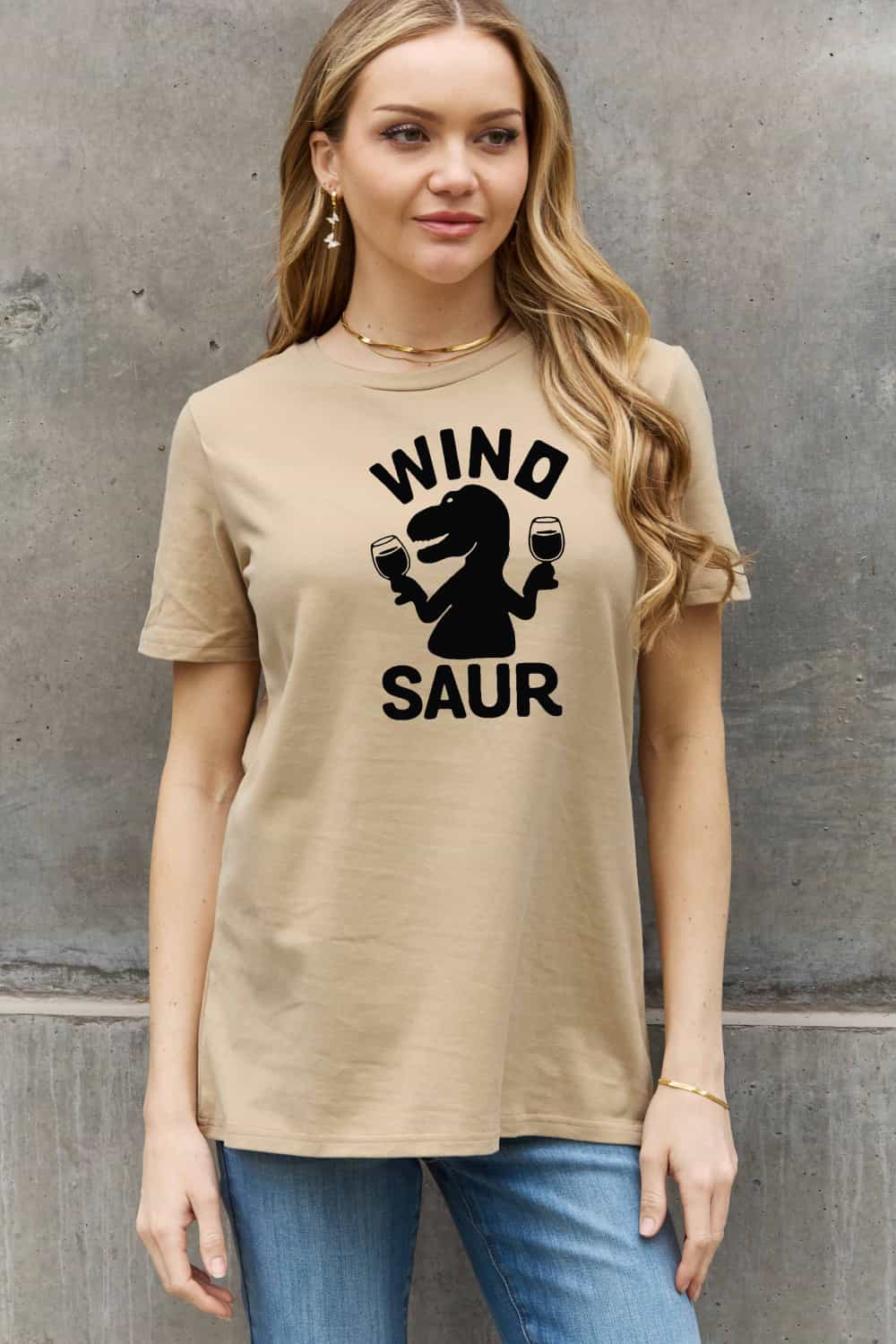 Simply Love Full Size WINOSAUR Graphic Cotton Tee BLUE ZONE PLANET