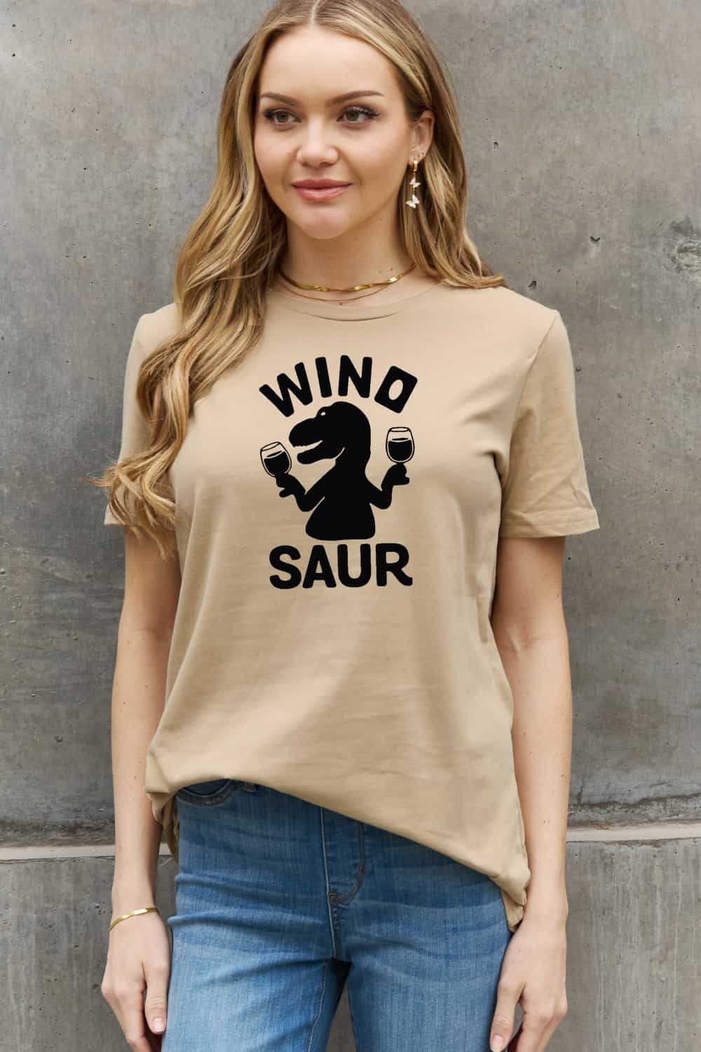 Simply Love Full Size WINOSAUR Graphic Cotton Tee BLUE ZONE PLANET