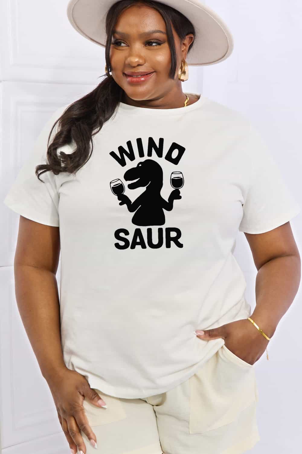 Simply Love Full Size WINOSAUR Graphic Cotton Tee BLUE ZONE PLANET