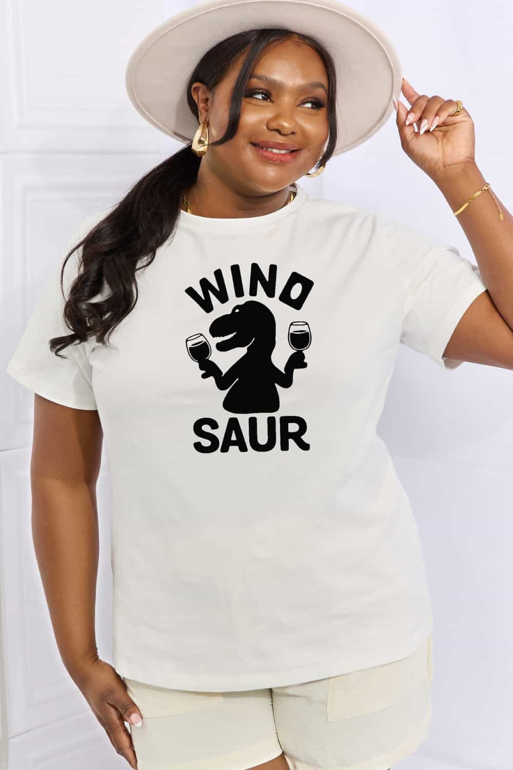 Simply Love Full Size WINOSAUR Graphic Cotton Tee BLUE ZONE PLANET