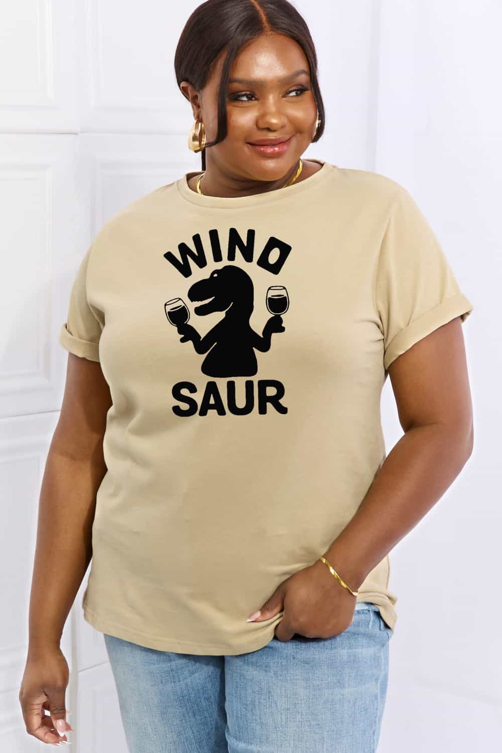 Simply Love Full Size WINOSAUR Graphic Cotton Tee BLUE ZONE PLANET