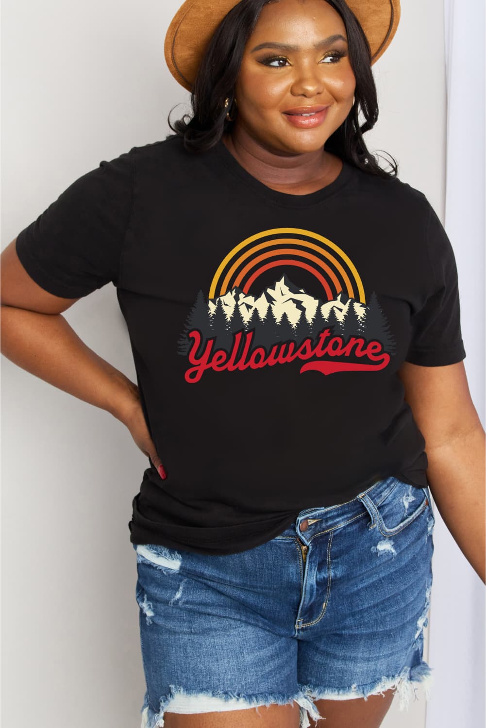 Simply Love Full Size YELLOWSTONE Graphic Cotton Tee BLUE ZONE PLANET