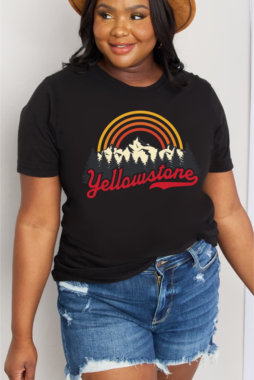 Simply Love Full Size YELLOWSTONE Graphic Cotton Tee BLUE ZONE PLANET