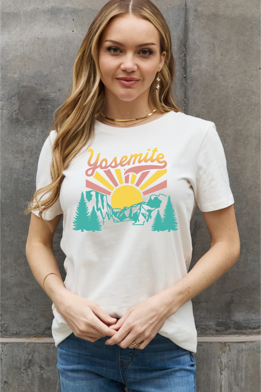 Simply Love Full Size YOSEMITE Graphic Cotton Tee BLUE ZONE PLANET