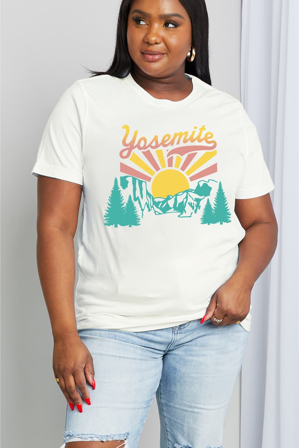 Simply Love Full Size YOSEMITE Graphic Cotton Tee BLUE ZONE PLANET