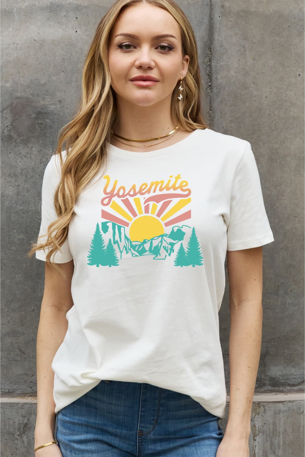 Simply Love Full Size YOSEMITE Graphic Cotton Tee BLUE ZONE PLANET