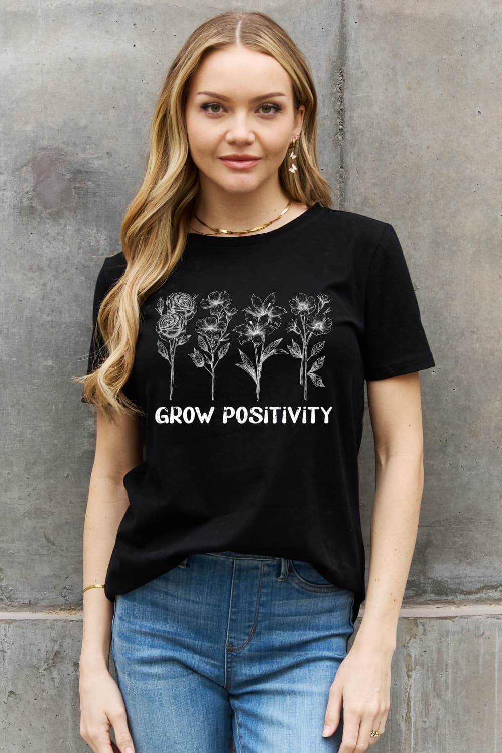 Simply Love GROW POSITIVITY Graphic Cotton Tee BLUE ZONE PLANET