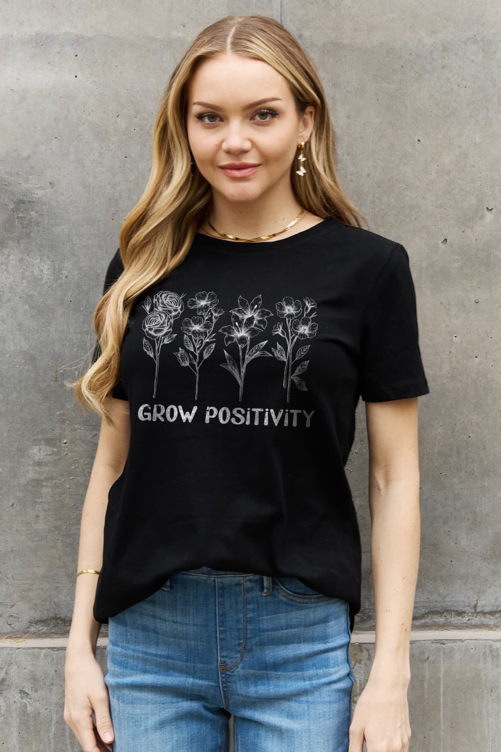 Simply Love GROW POSITIVITY Graphic Cotton Tee BLUE ZONE PLANET