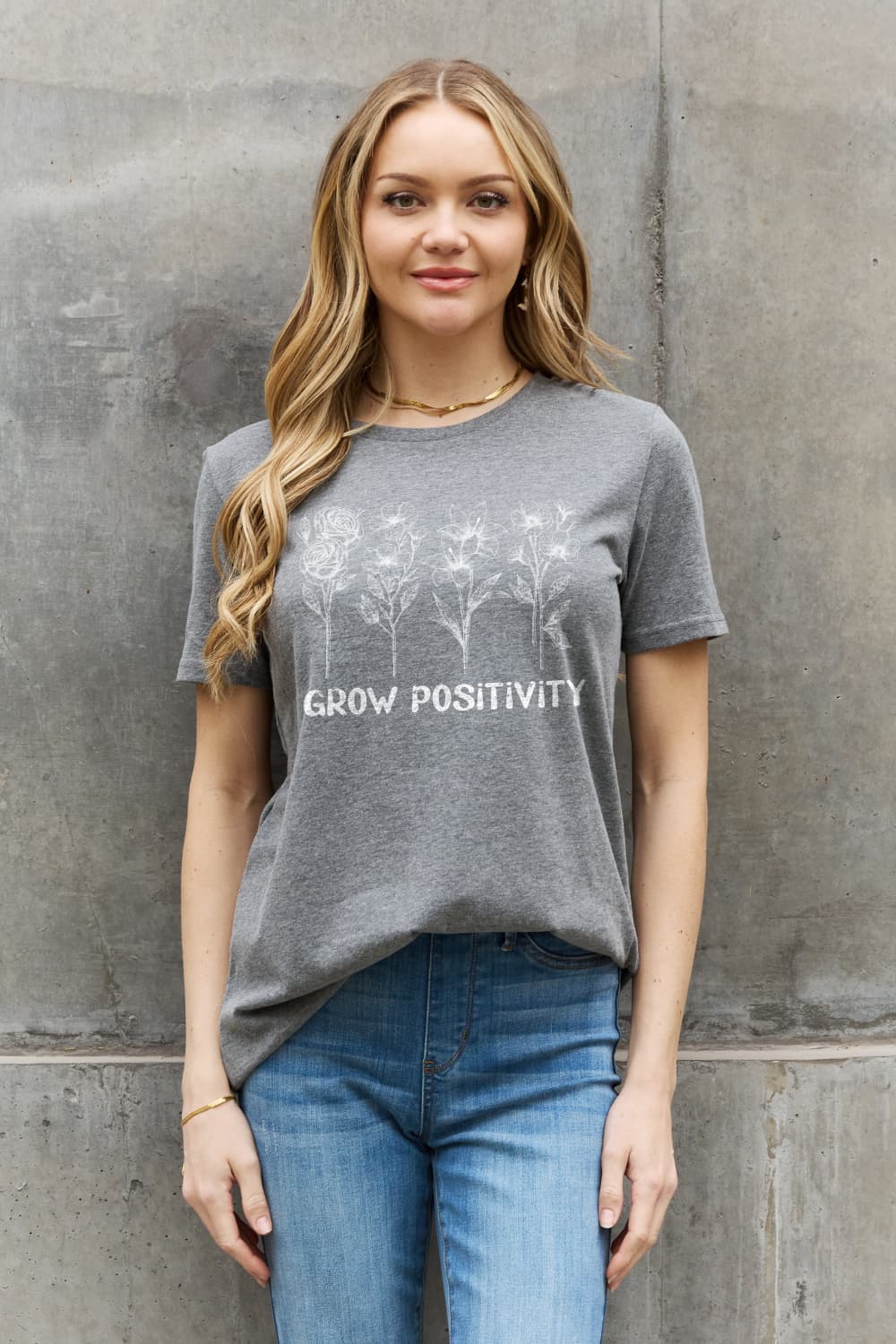 Simply Love GROW POSITIVITY Graphic Cotton Tee BLUE ZONE PLANET