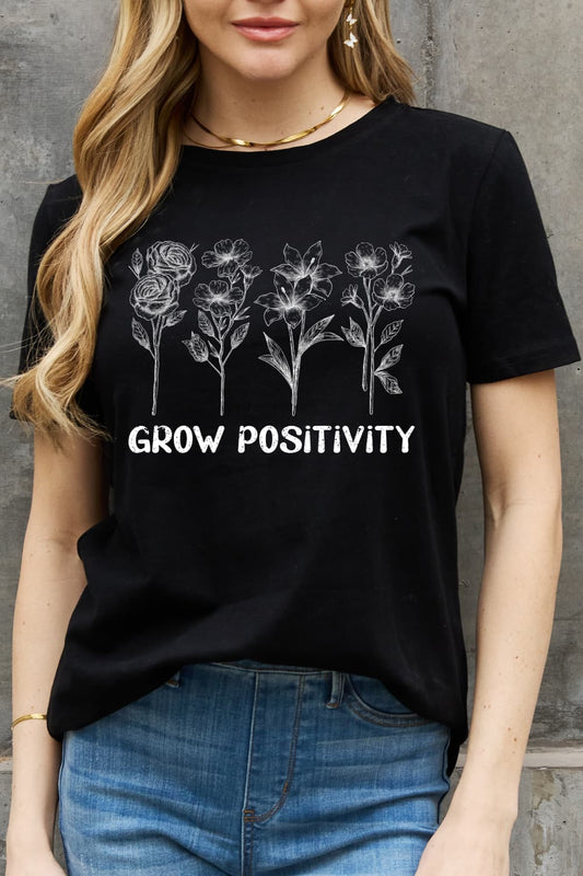 Simply Love GROW POSITIVITY Graphic Cotton Tee BLUE ZONE PLANET