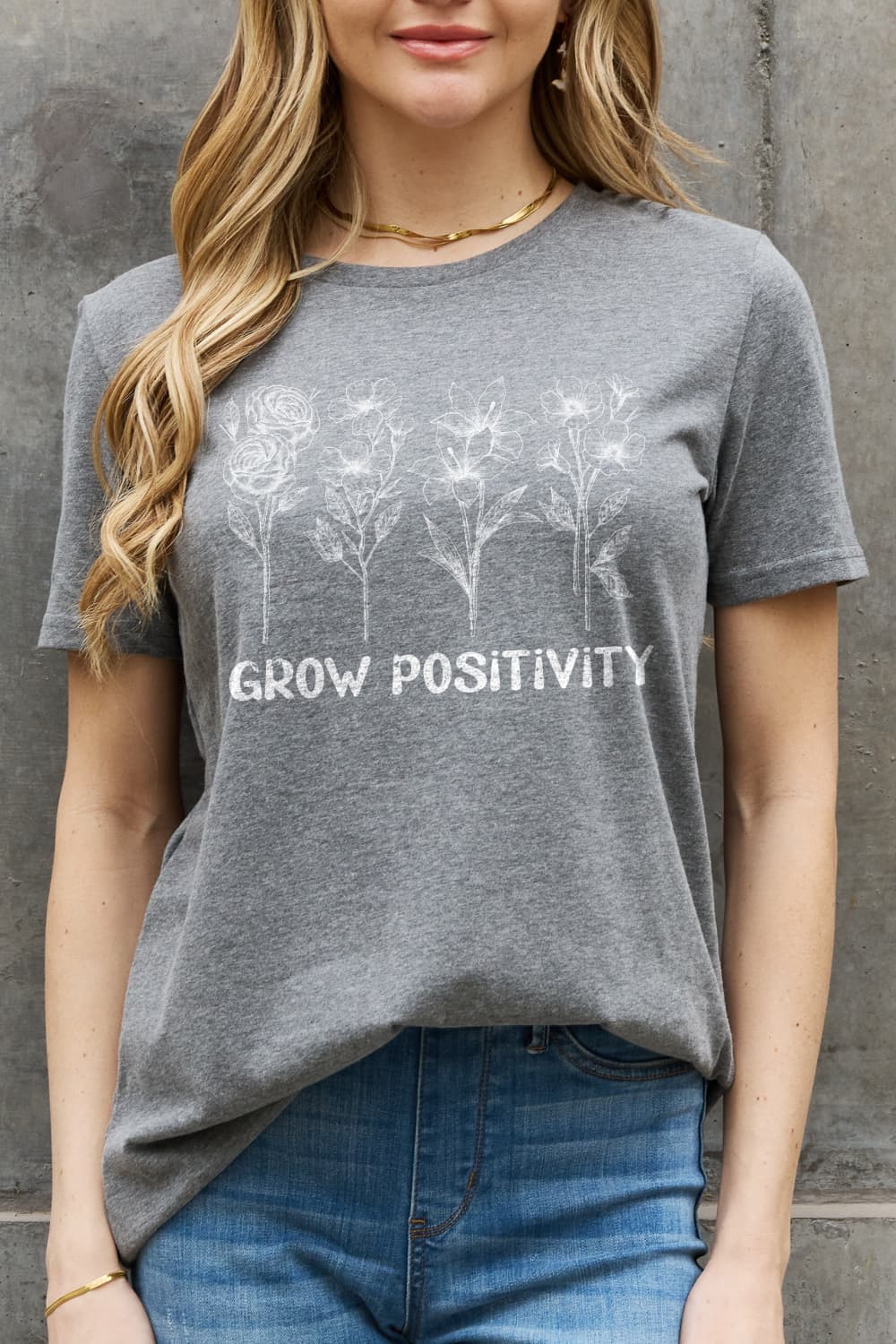 Simply Love GROW POSITIVITY Graphic Cotton Tee BLUE ZONE PLANET