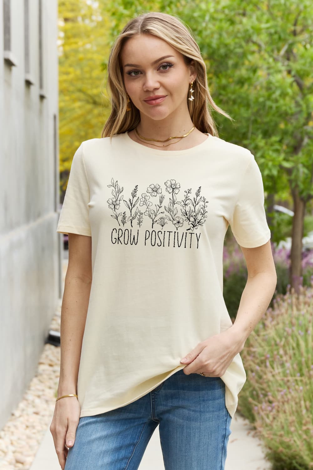 Simply Love GROW POSITIVITY Graphic Cotton Tee BLUE ZONE PLANET