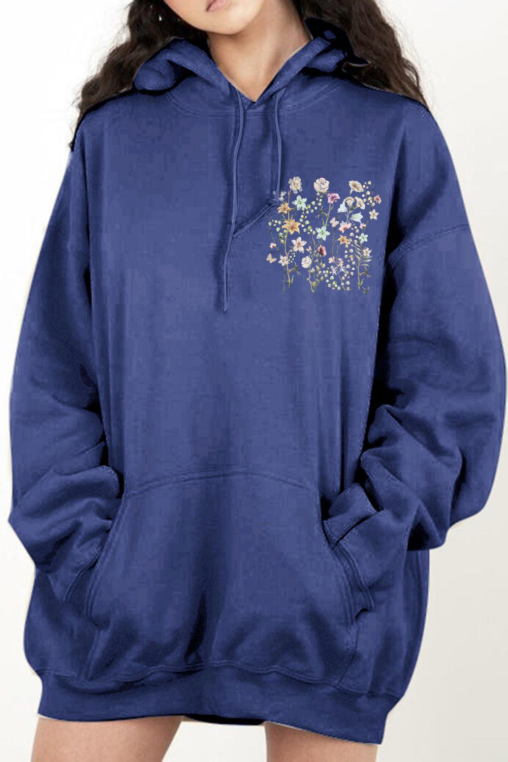Simply Love Simply Love Full Size Flower Graphic Dropped Shoulder Hoodie BLUE ZONE PLANET