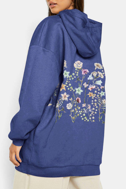 Simply Love Simply Love Full Size Flower Graphic Dropped Shoulder Hoodie BLUE ZONE PLANET