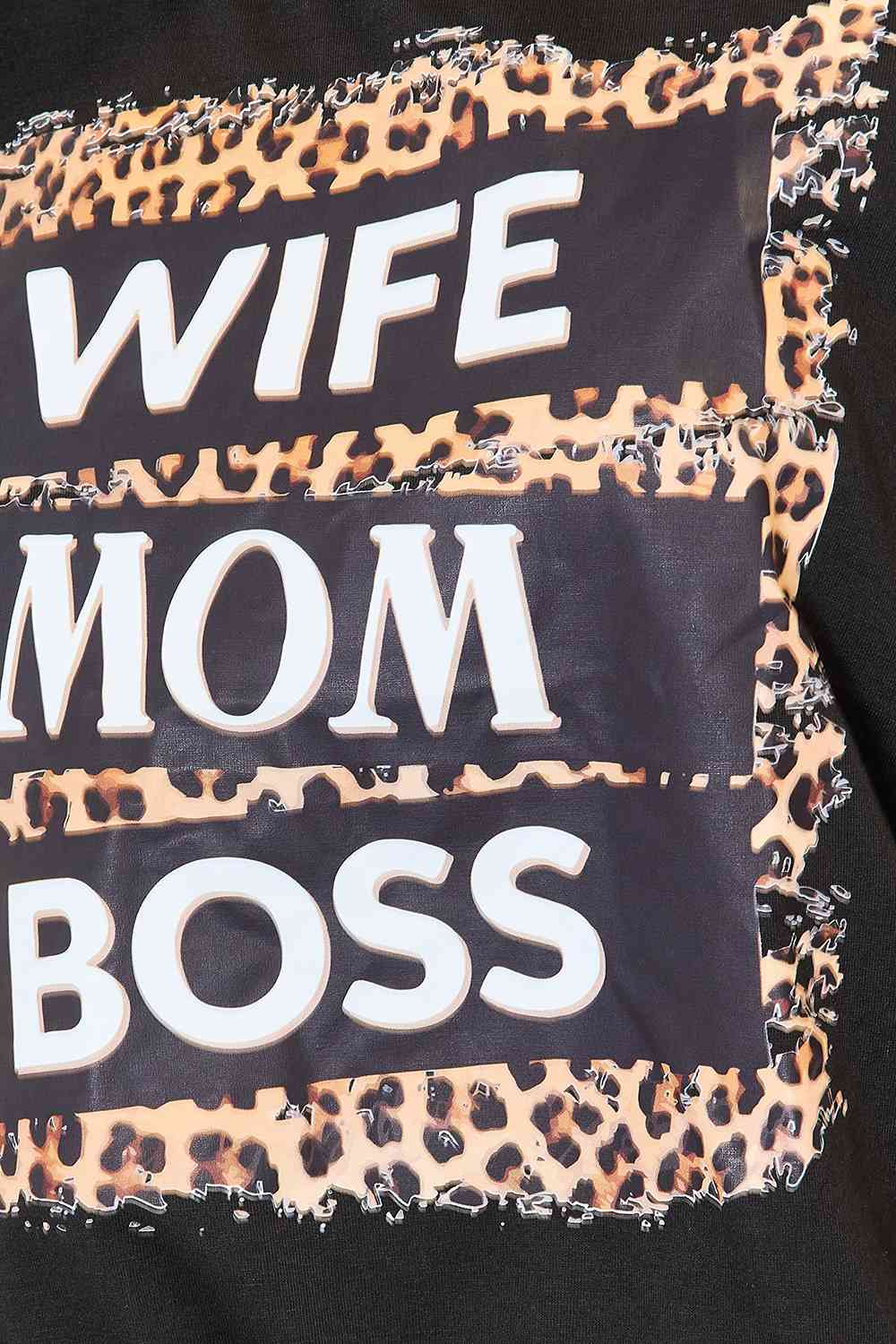 Simply Love WIFE MOM BOSS Leopard Graphic T-Shirt BLUE ZONE PLANET