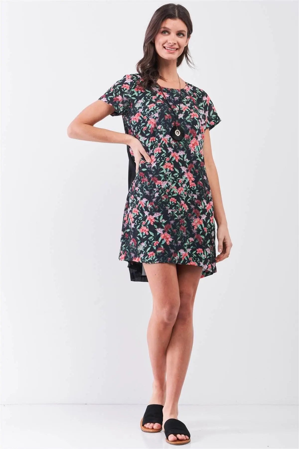 Simply Sweet Floral Pleated Mini Dress Blue Zone Planet