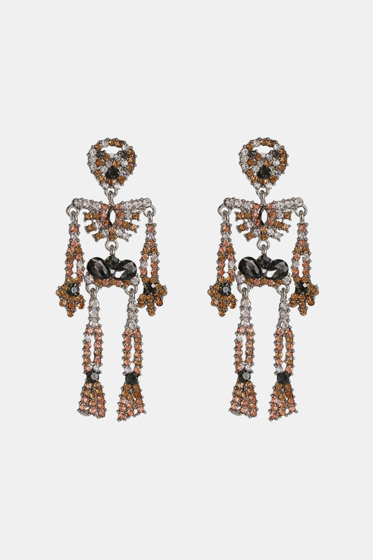 Skeleton Shape Glass Stone Dangle Earrings Halloween Jewelry BLUE ZONE PLANET