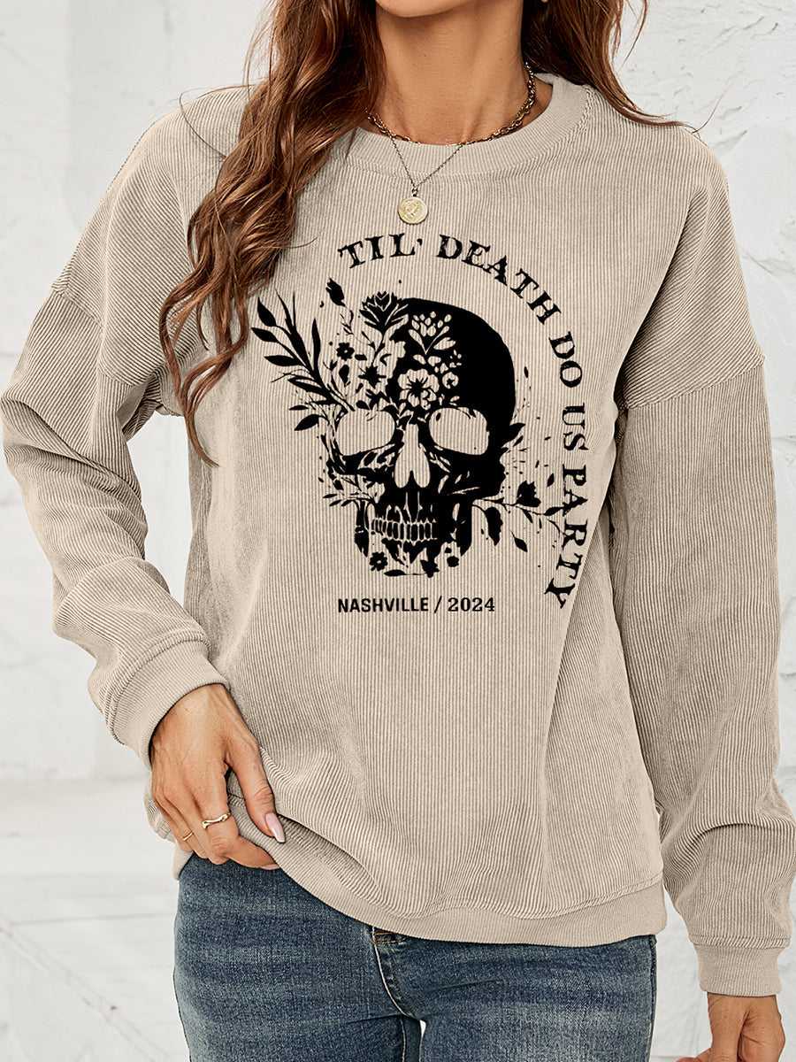 Skull Graphic Dropped Shoulder Sweatshirt BLUE ZONE PLANET