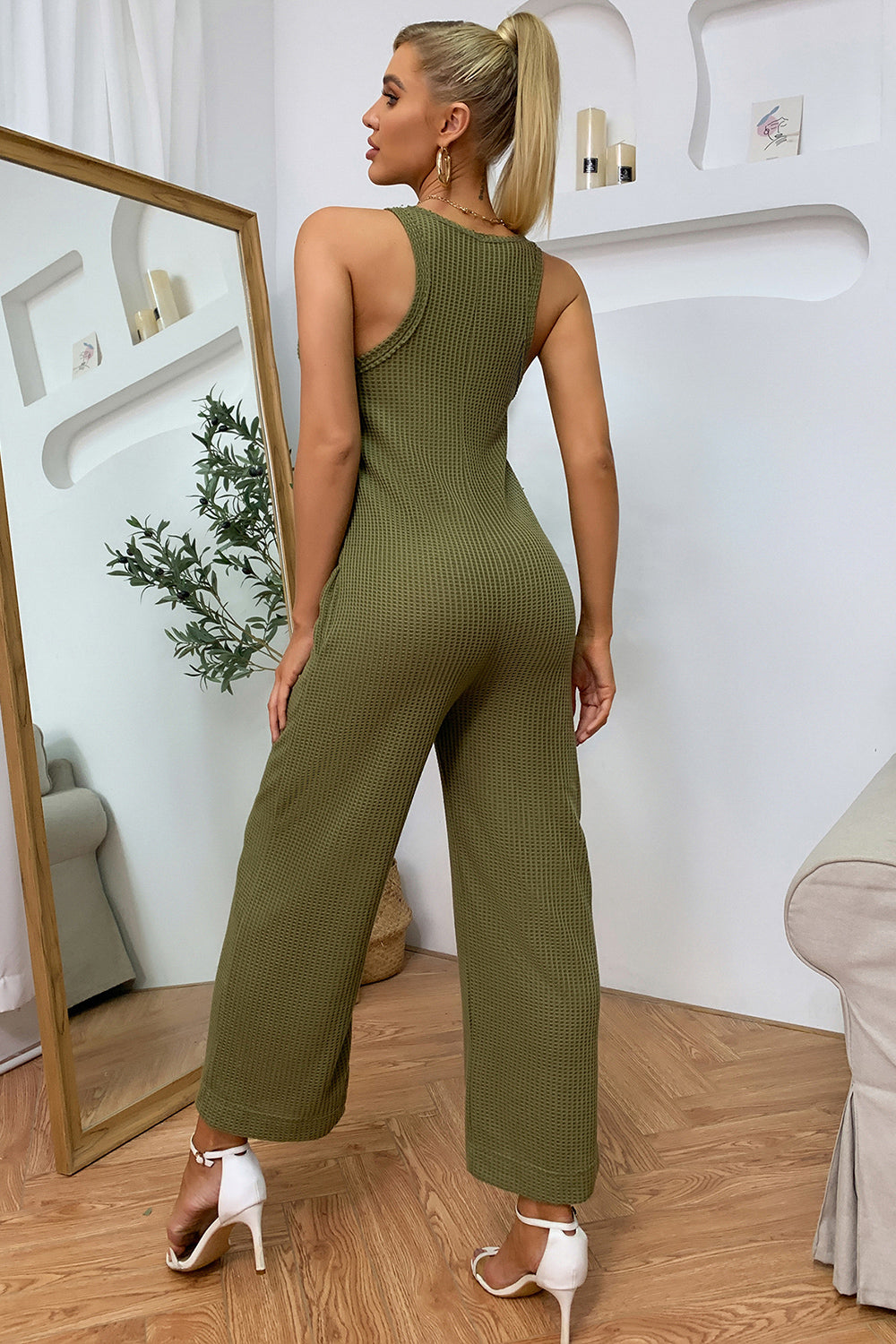 Sleeveless Straight Leg Jumpsuit BLUE ZONE PLANET