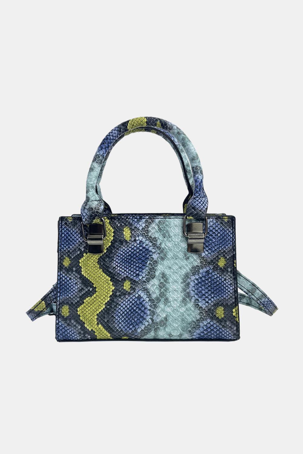 Snakeskin Print PU Leather Handbag BLUE ZONE PLANET