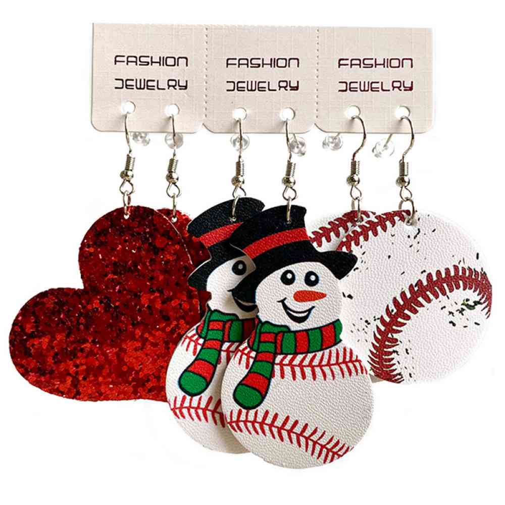 Snowman, Ball, and Heart Earrings Set BLUE ZONE PLANET