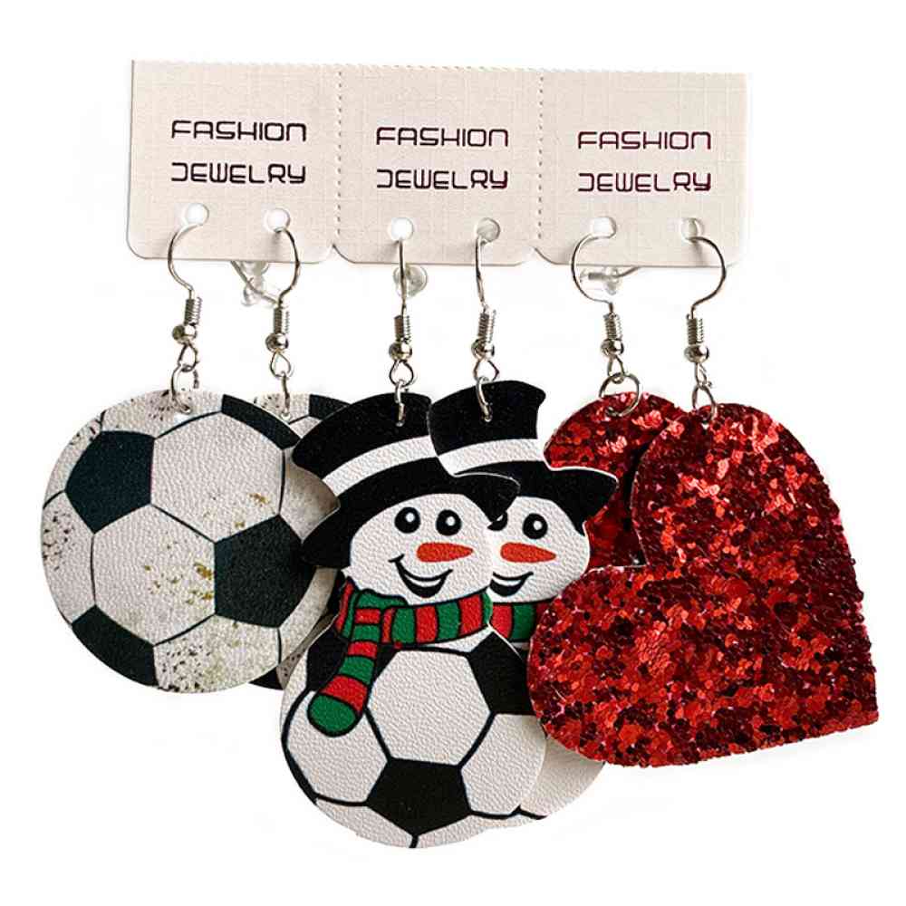 Snowman, Ball, and Heart Earrings Set BLUE ZONE PLANET