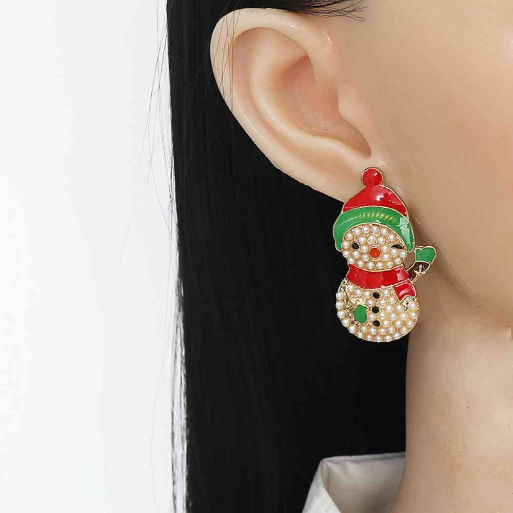 Snowman Rhinestone Alloy Earrings BLUE ZONE PLANET