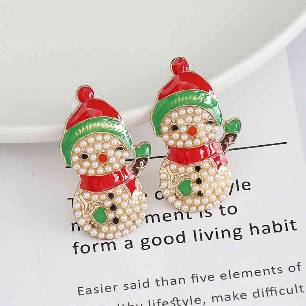 Snowman Rhinestone Alloy Earrings BLUE ZONE PLANET