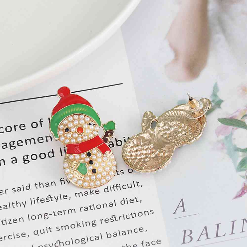 Snowman Rhinestone Alloy Earrings BLUE ZONE PLANET