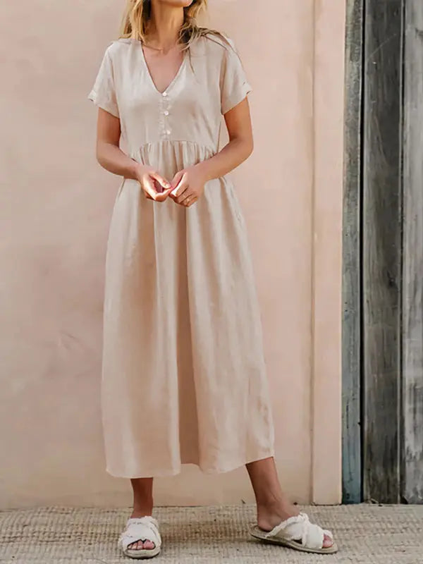 Solid Color Elegant Loose Dress kakaclo