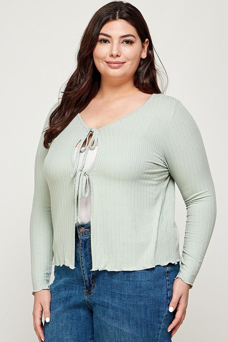 Solid Ribbed Pointelle Cardigan Blue Zone Planet