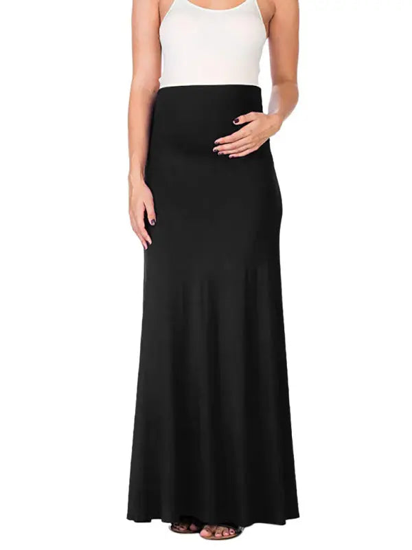 Solid color maternity wear tummy support half-length skirt kakaclo