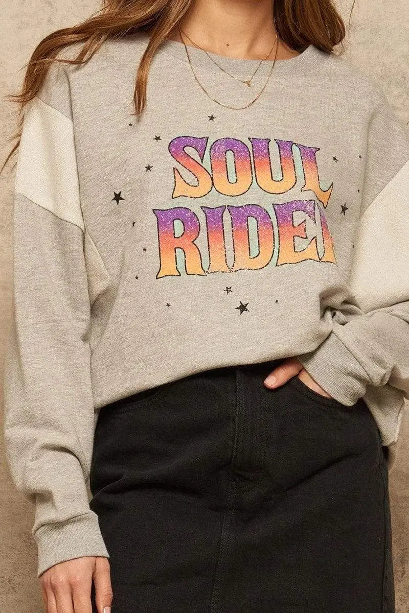 Soul Rider French Terry Knit Graphic Sweatshirt Blue Zone Planet