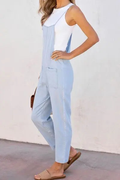 Spaghetti Strap Denim Overalls with Pockets BLUE ZONE PLANET