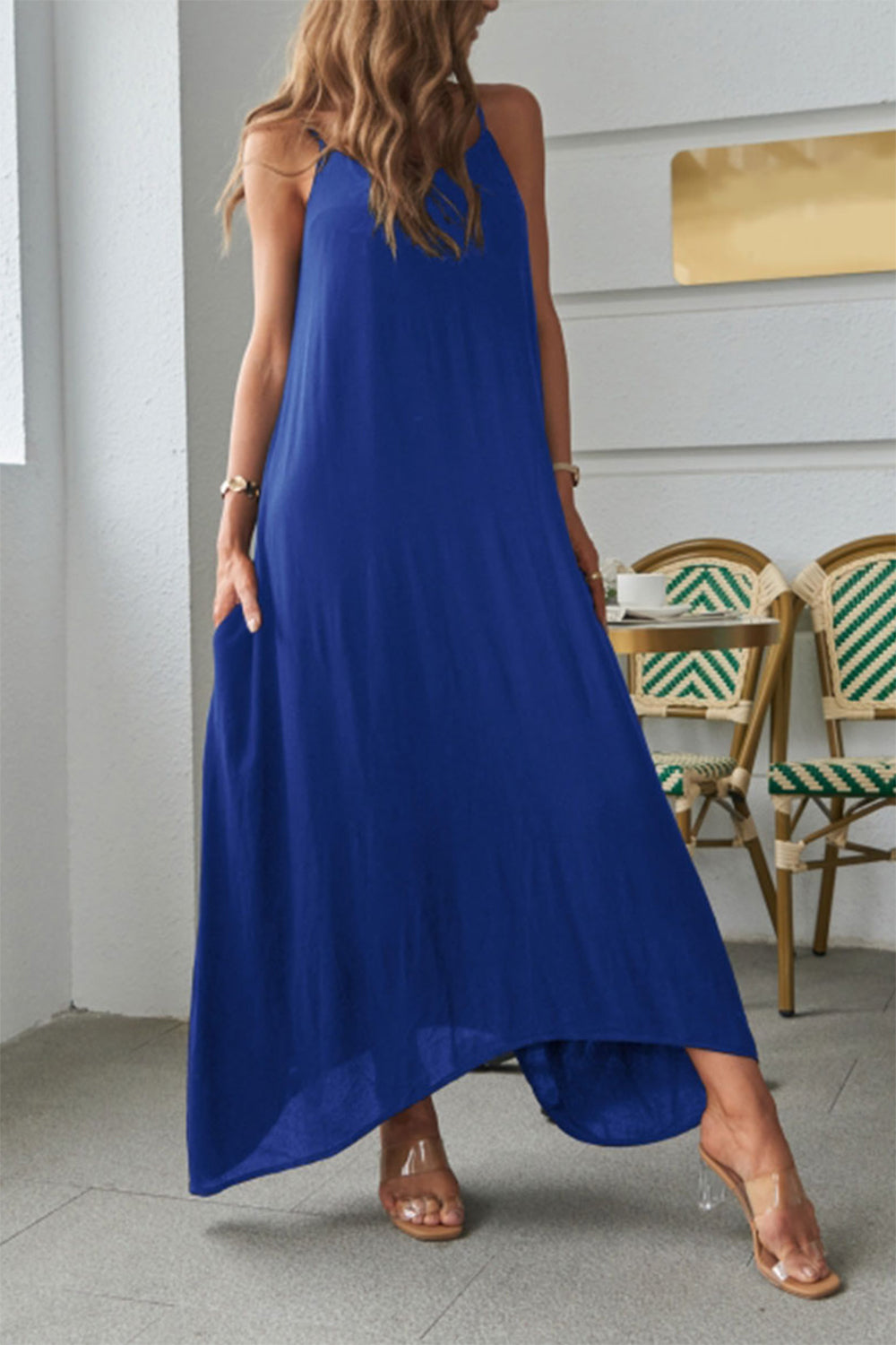 Spaghetti Strap Maxi Dress-TOPS / DRESSES-[Adult]-[Female]-Royal Blue-S-2022 Online Blue Zone Planet