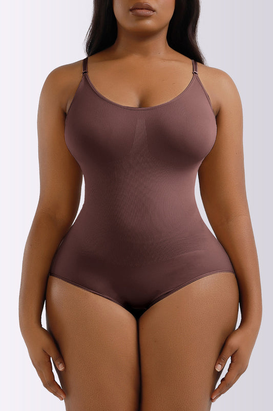 Spaghetti Strap Shaping Bodysuit-TOPS / DRESSES-[Adult]-[Female]-Coffee Brown-S-2022 Online Blue Zone Planet