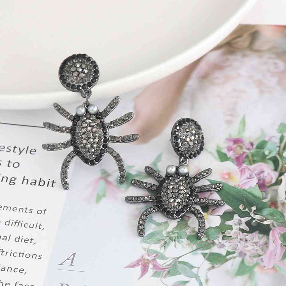 Spider Rhinestone Alloy Earrings BLUE ZONE PLANET