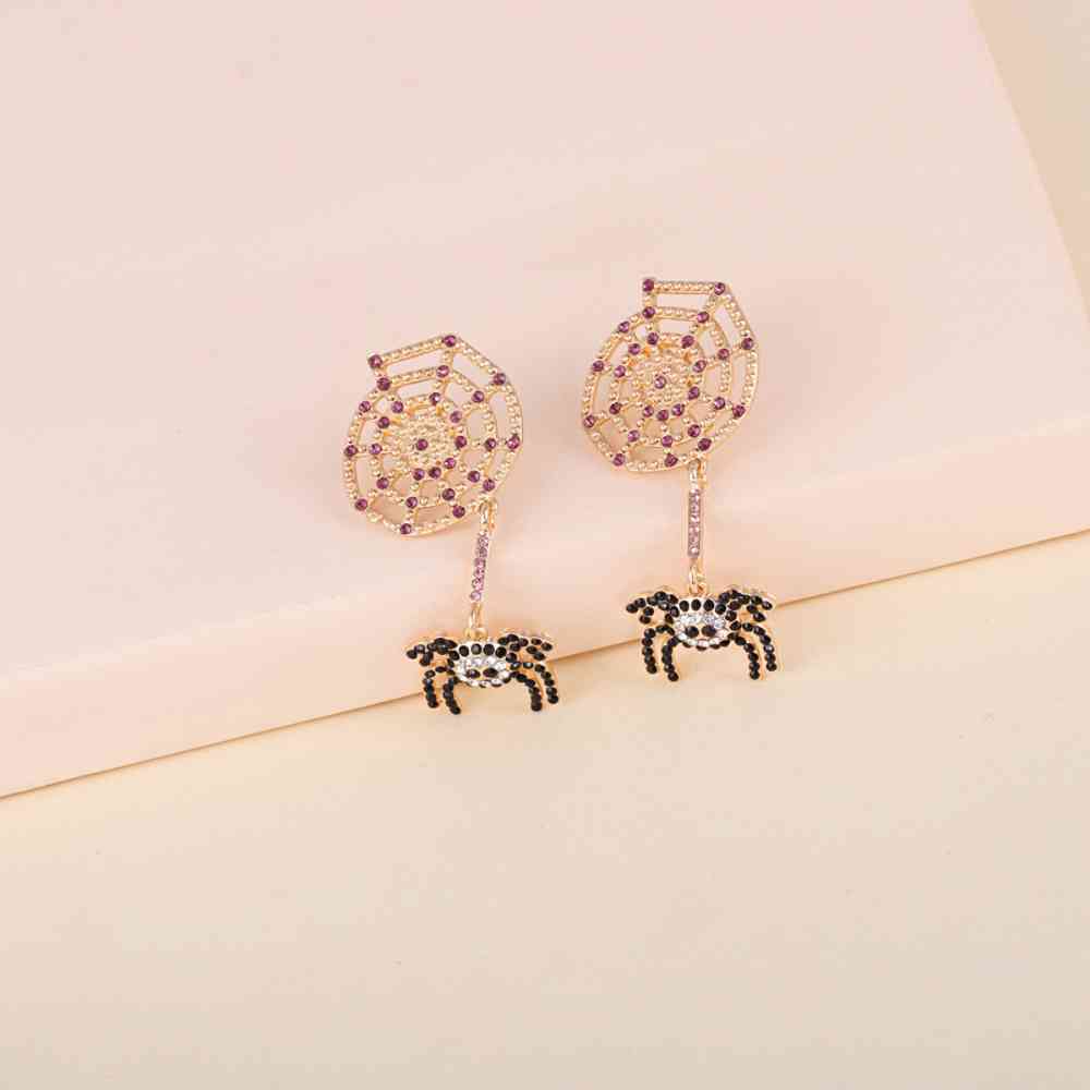 Spider Rhinestone Alloy Earrings BLUE ZONE PLANET